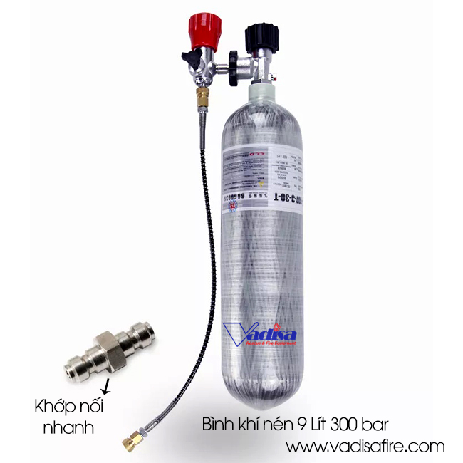 Bình dưỡng khí sợi Carbon 9 Lít áp lực 300 bar