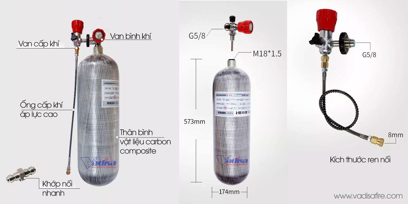 Bình khí nén carbon composite 6.8 Lít SCBA